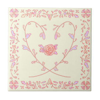 002 heart rose pattern tile