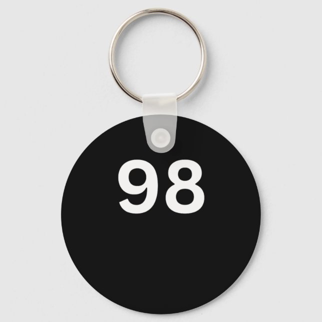 00398 Number 98 Ninety Eight W  Keychain (Front)