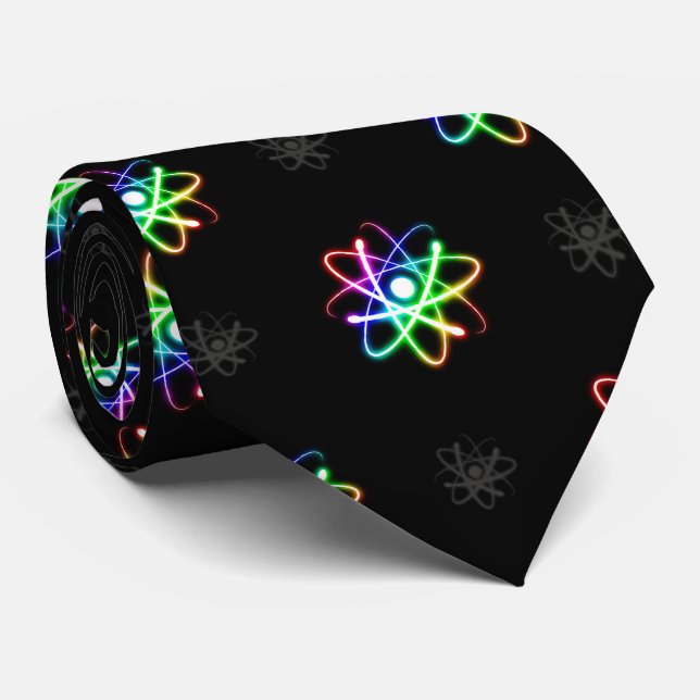 (003:07) Colourful Glowing Atoms Tie (Rolled)