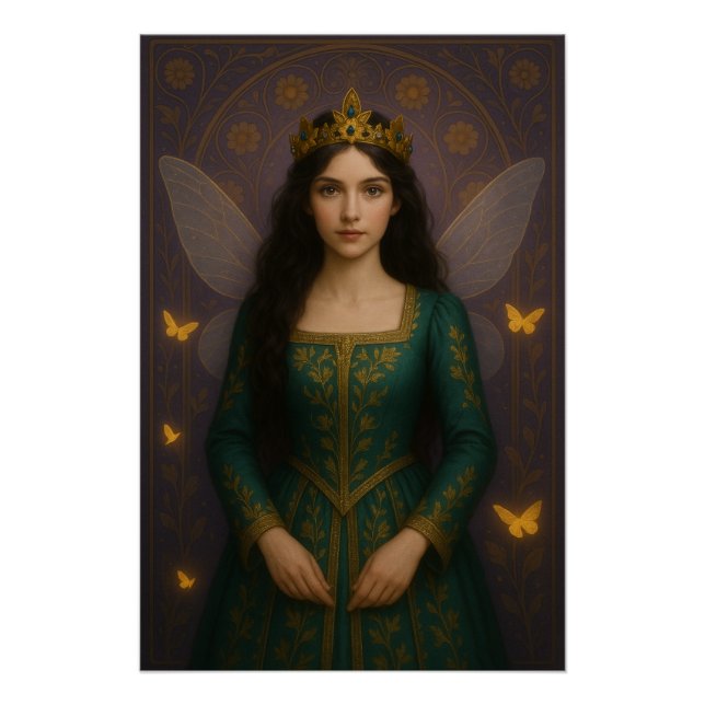 003_A fairy princess in emerald green. Poster (Front)
