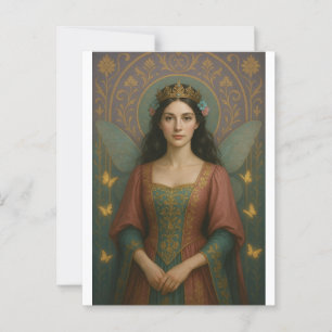 004_A fairy princess in muted rose and teal green. Postcard