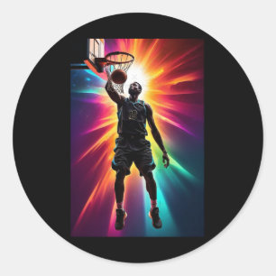 004 Silhouette Of A Basketball Player Classic Round Sticker