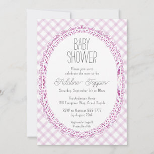 006 Invitation Baby Shower Cadre en Dentelle Gingh