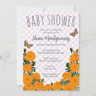 006 Wine Monarch Butterfly Marigold Baby Shower Invitation