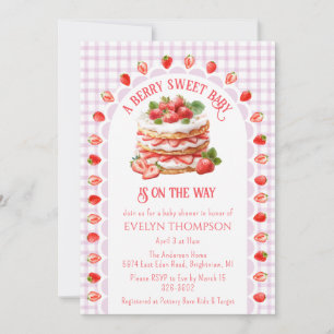 006 Wine Purple Strawberry Shortcake Baby Shower Invitation