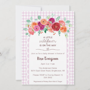 006 Wine Purple Watercolor Wildflower Baby Shower Invitation