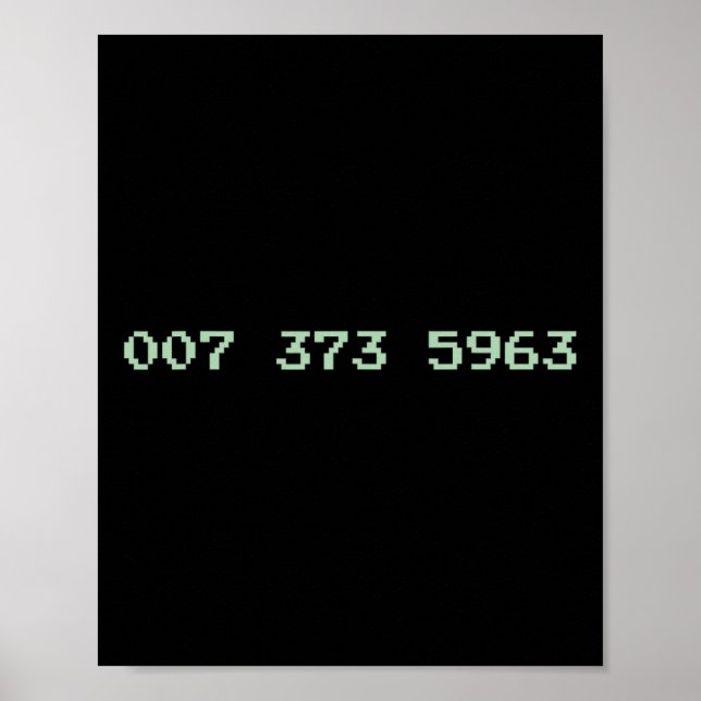007 373 5963 Video Game Code 1987 80's Retro Games Poster (Front)