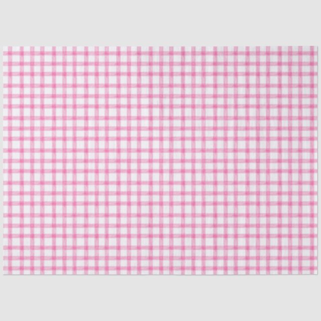 009 Fuchsia Bright Pink Gingham Tissue Paper (Front)