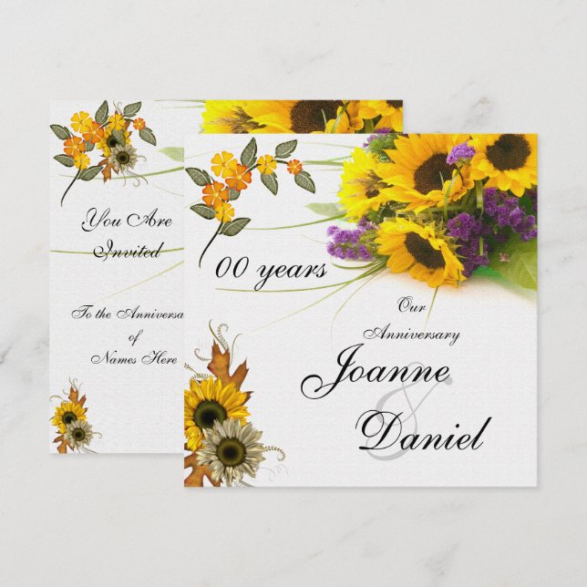 00 Anniversary Invite Sunflowers Flowers (Front/Back)