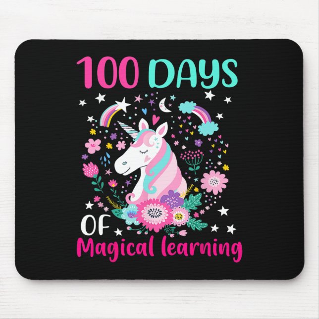 00 days of magical learning flossing unicorn 00th  mouse pad (Front)