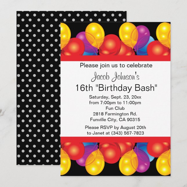 00th Birthday Bash Party Celebration | DIY Text Invitation (Front/Back)