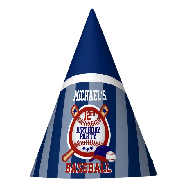 00th Birthday Party - Baseball - Blue Party Hat (Front)