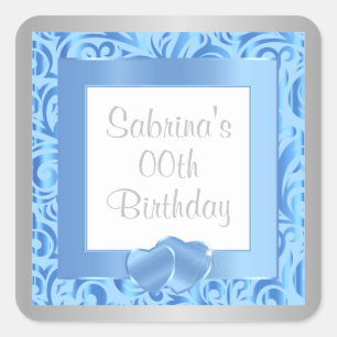 00th Birthday Party   DIY Text   Blue Square Sticker
