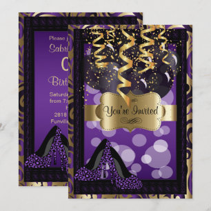00th Birthday Party Purple High Heels Invitation
