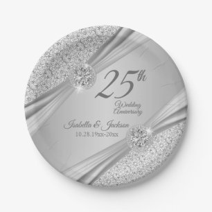 00th Silver Wedding Anniversary Paper Plate