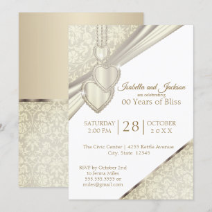 00th Vintage Ivory Cream Anniversary Invitation