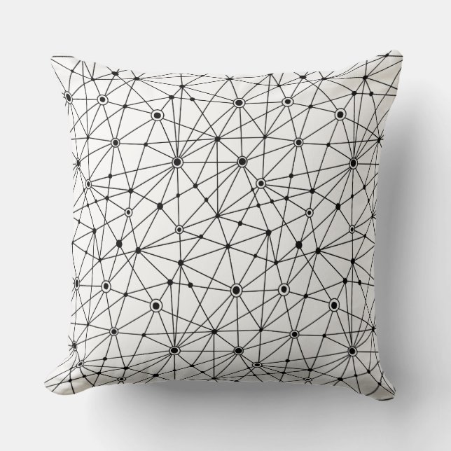 010316 Network - Black on White Throw Pillow (Front)