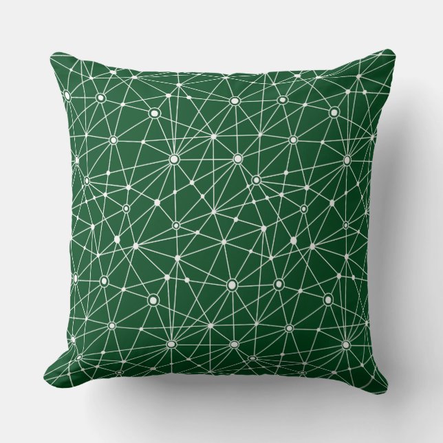 010316 Network - White on Dk Green #02481c Throw Pillow (Front)