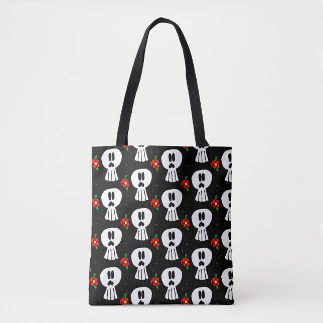 0109 - Skulls and Flowers Tote Bag (Front)