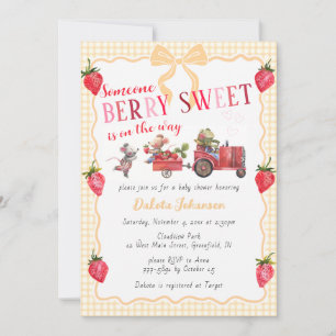 010 Amber Gingham Berry Sweet Farm Baby Shower Invitation