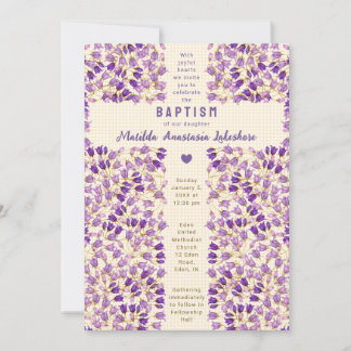 010 Amber Stained Glass Garden Gingham Baptism Invitation
