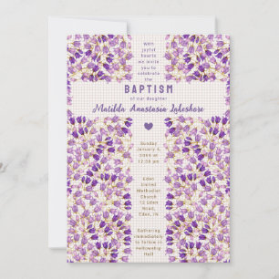 013 Chocolate Stained Glass Garden Gingham Baptism Invitation