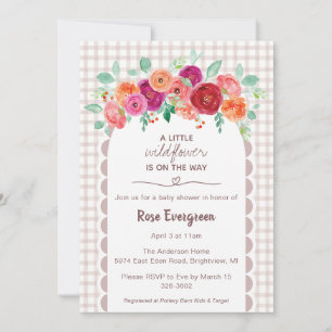 013 Chocolate Watercolor Wildflower Baby Shower Invitation