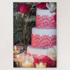 0140-Mariage Gâteau avec anneaux, Puzzle Rose