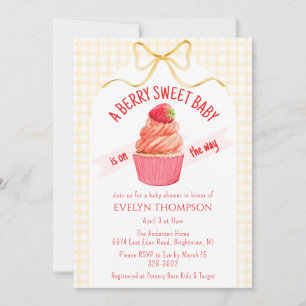016 Marigold Berry Sweet Strawberry Baby Shower Invitation