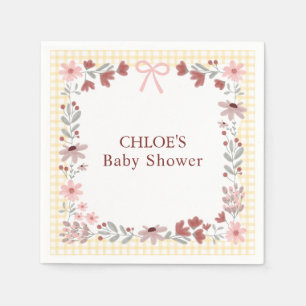 016 Marigold Wildflower Bow Gingham Shower Napkin