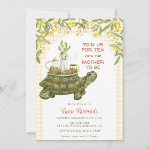 016 Marigold Yellow Garden Tea Turtle Baby Shower Invitation