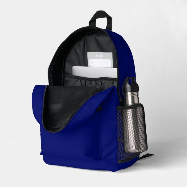 #017 Dark Royal Blue Colour Collection Printed Backpack (Back Corner Right (Open))