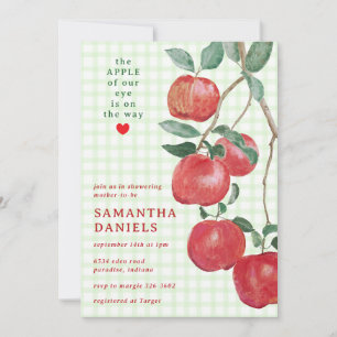 017 Moss Apple of Our Eye Gingham Baby Shower Invitation