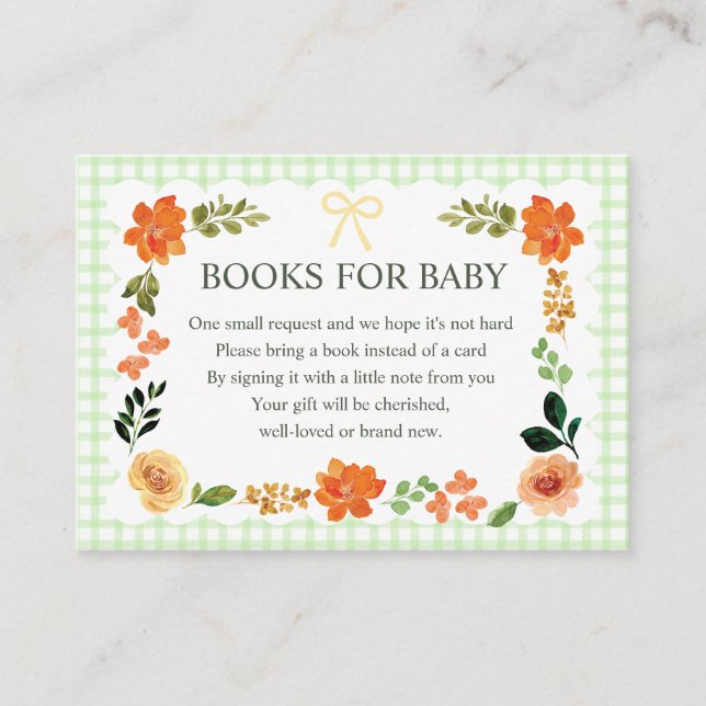 017 Moss Gingham Baby Shower Enclosure Card (Front)