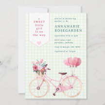 017 Moss Green Sweet Floral Girl Bike Baby Shower