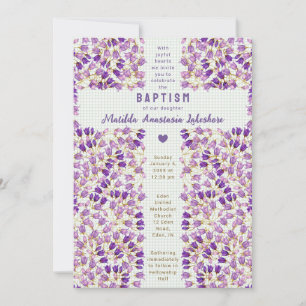 019 Forest Stained Glass Garden Gingham Baptism Invitation