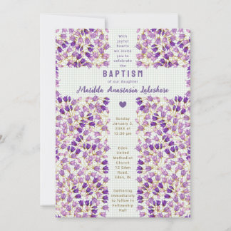 019 Forest Stained Glass Garden Gingham Baptism Invitation