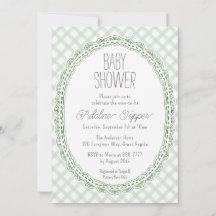 019 Forest Vintage Lace Frame Gingham Baby Shower