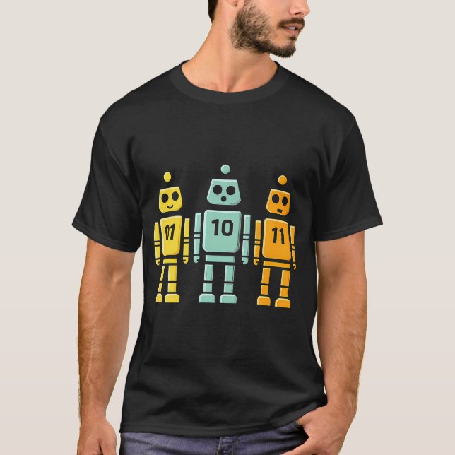 01 10 11 Robot Binary T-Shirt (Front)