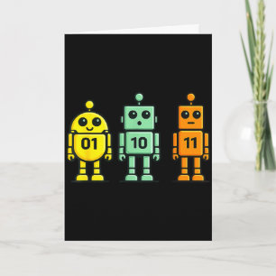 01 10 11 robot funny binary code robots 01 10 1101 card