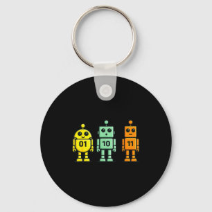 01 10 11 robot funny binary code robots 01 10 1101 keychain