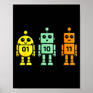01 10 11 robot funny binary code robots 01 10 11 poster