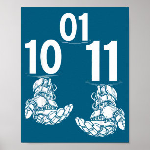 01 10 11 robot funny hands robot men girls boys poster