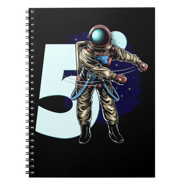 01.5th Birthday Boy Flossing Astronaut Five Years Notebook (Front)