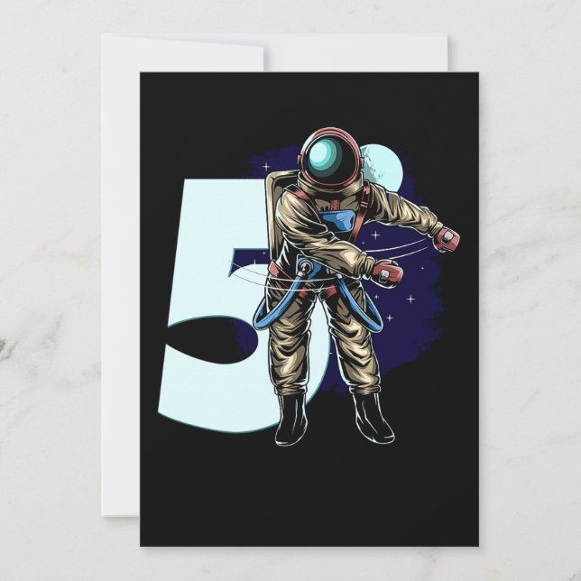 01.5th Birthday Boy Flossing Astronaut Five Years Save The Date (Front)
