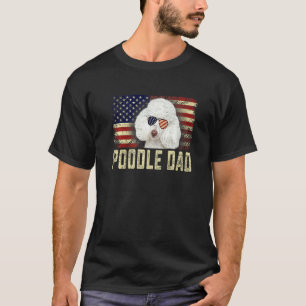 01 Classic Retro Usa Flag Poodle Dad Fathers Day T-Shirt