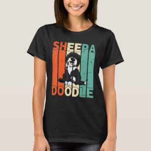 01 Funny Sheepadoodle Black Poodle Retro Doodle T-Shirt