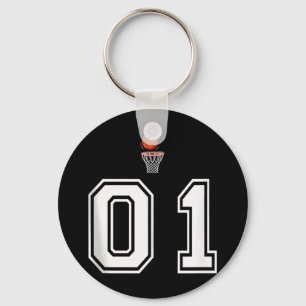 01 Number Basketball Style Vintage White Tank Top Keychain
