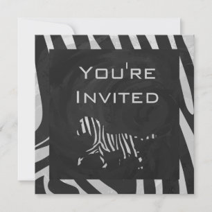 01 Zebra white and Black Monogram Invitation