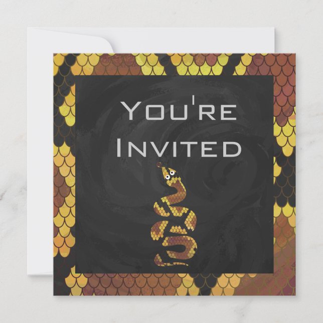 01of12 Snake Brown and Golde Monogram Invitation (Front)